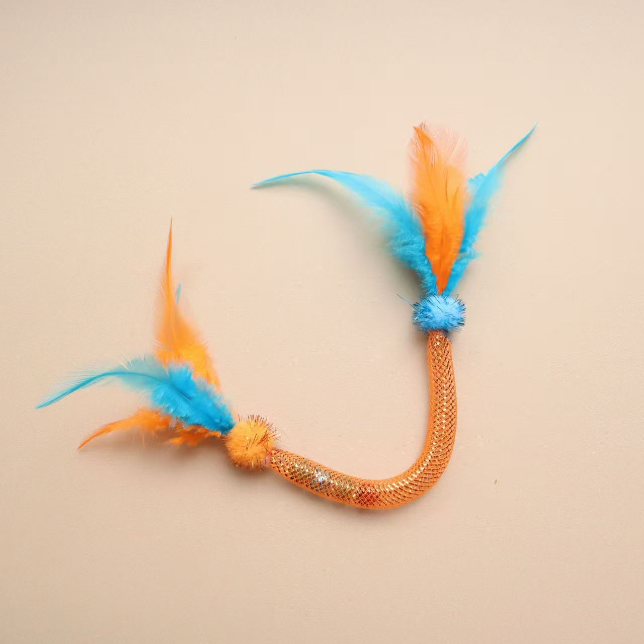 Moo Sparkle Feather Toss interactive cat toy with multicolored feathers and sparkles