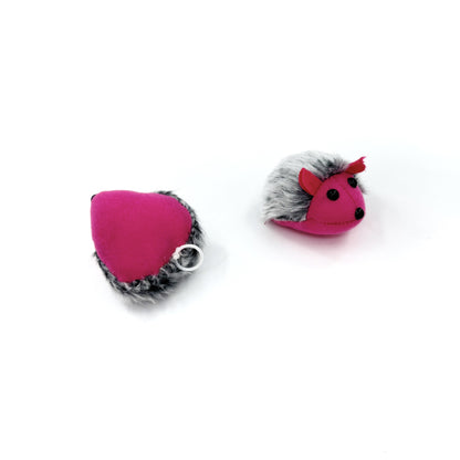 Side view of Moo plush hedgehog cat toy highlighting shape and size