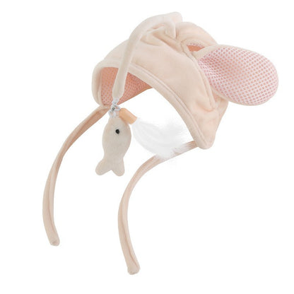 Moo Feathered Cat Hat displayed with feathers fanned out