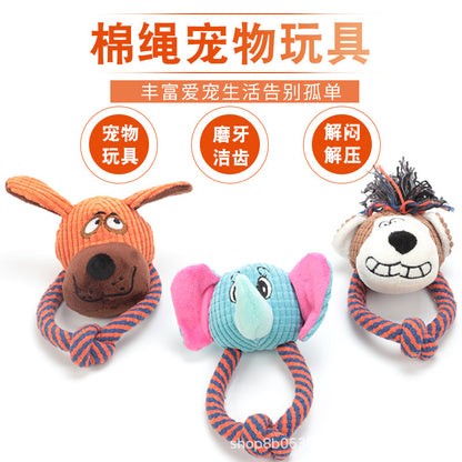 Petkin - Plush Character Head Rope Loop dog toy