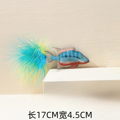 Moo - Feather-Tail fish-shaped cat toy