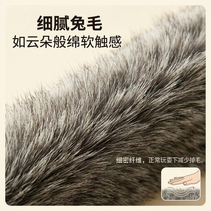 细腻兔毛猫咪玩具小熊布艺玩偶猫咪自嗨解闷毛绒玩具跨境宠物用品