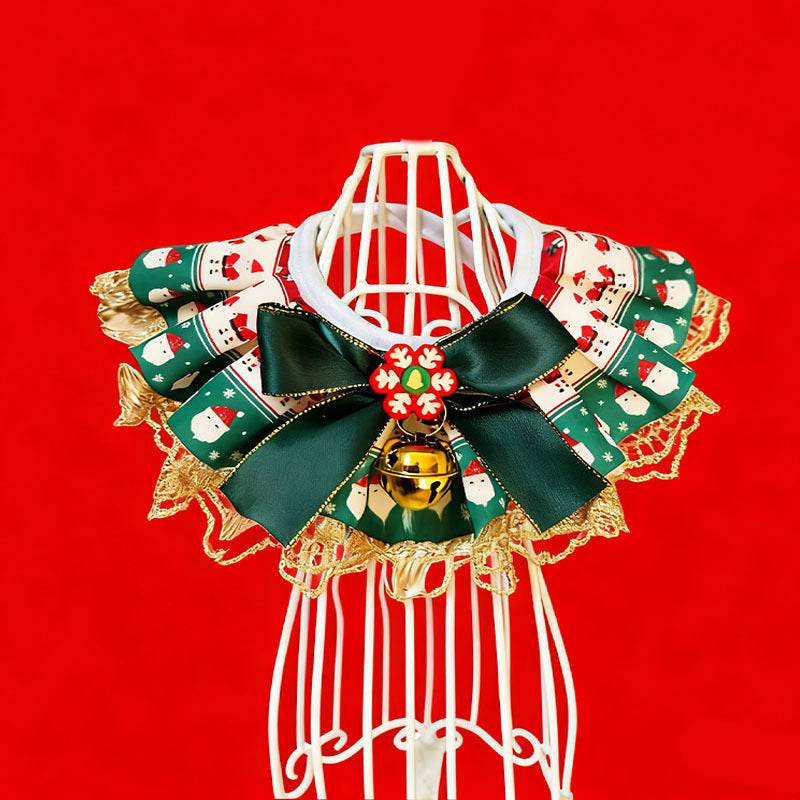 Mokka - Lace-Trimmed Pleated Ruffle Cat Neckwear