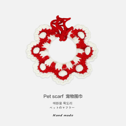 猫咪手工项圈宠物装饰猫狗兔饰品项链编织物脖圈衣服可爱花朵围巾