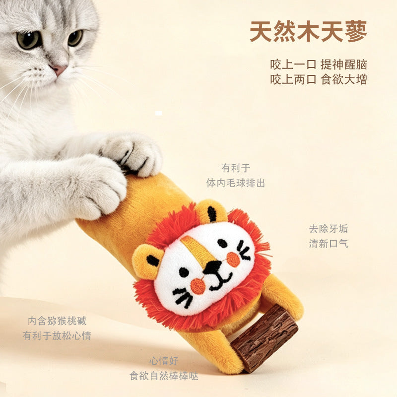 猫玩具木天蓼趴趴动物狮子毛绒玩具互动解闷安抚自嗨逗猫神器厂家