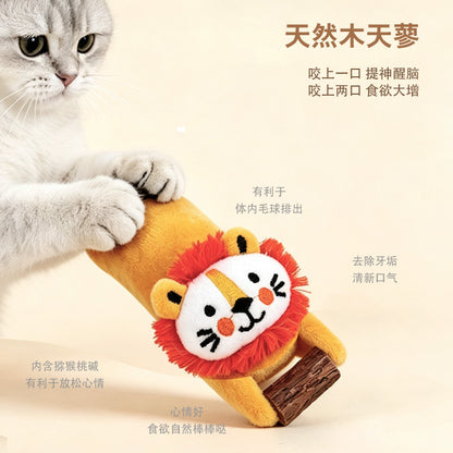 猫玩具木天蓼趴趴动物狮子毛绒玩具互动解闷安抚自嗨逗猫神器厂家
