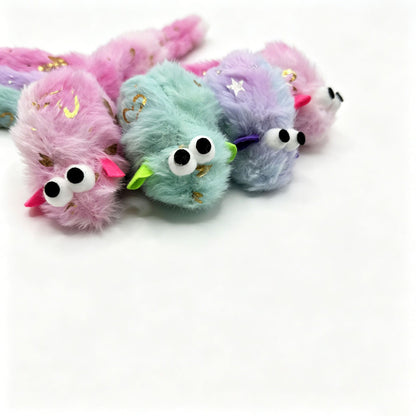 新款大眼睛长尾毛绒老鼠猫玩具 耐咬逗猫玩具 自嗨解闷磨牙用品