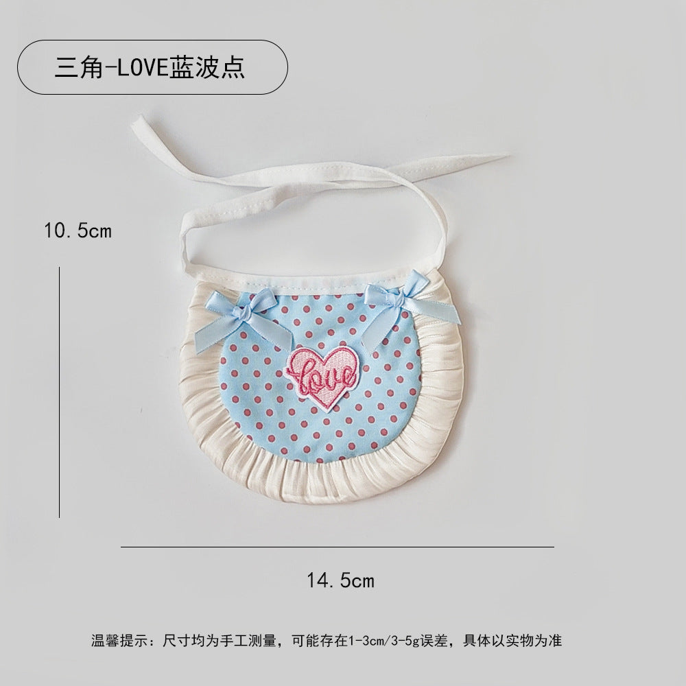 26春季新款多巴胺爱心口水巾可爱狗狗围兜泰迪比熊小熊犬宠物饰品