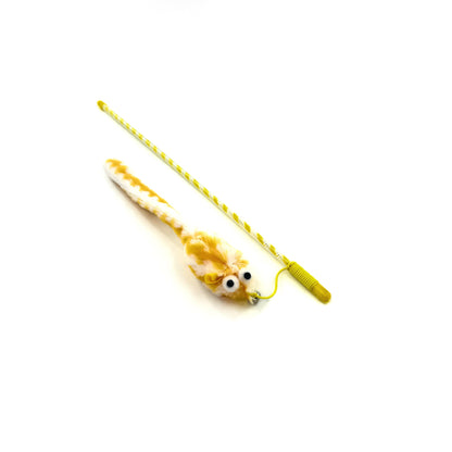 Moo interactive cat teaser wand with vibrant feather cluster for cat play