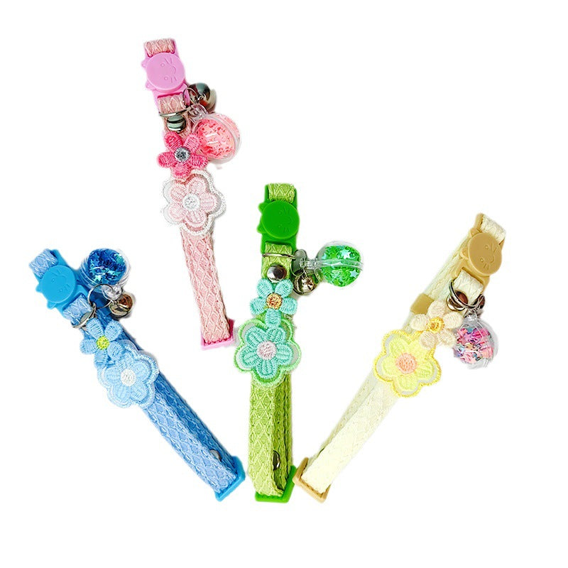 宠物炫彩花朵亮片手工水晶球项圈马卡龙多色花朵项圈跨境批发供应
