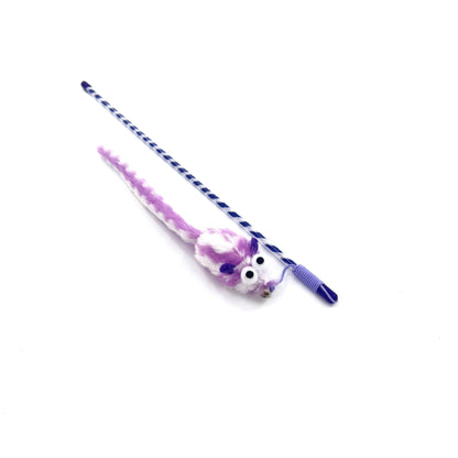 Moo cat teaser wand displayed on a white background highlighting colorful feathers