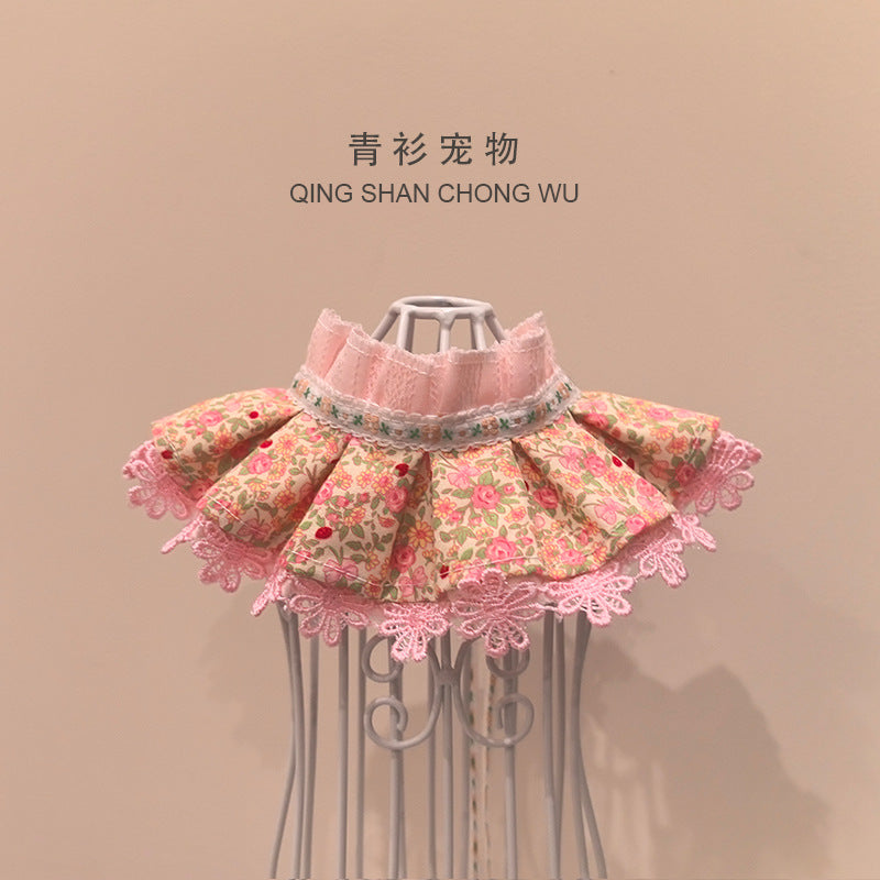 【青衫宠物】宠物口水巾宠物猫咪狗狗布偶花边衣服碎花围脖批发