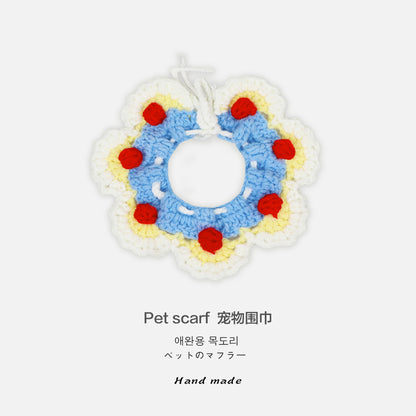 猫咪手工项圈宠物装饰猫狗兔饰品项链编织物脖圈衣服可爱花朵围巾