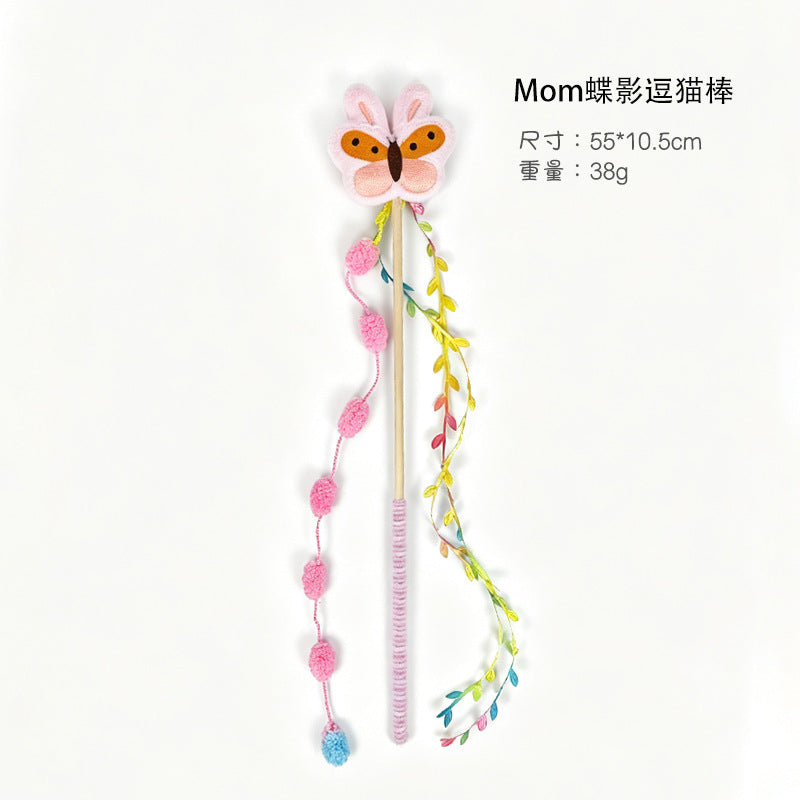 Product image for Moo - Plush Character Bell Cat Teaser Wand (Butterfly)