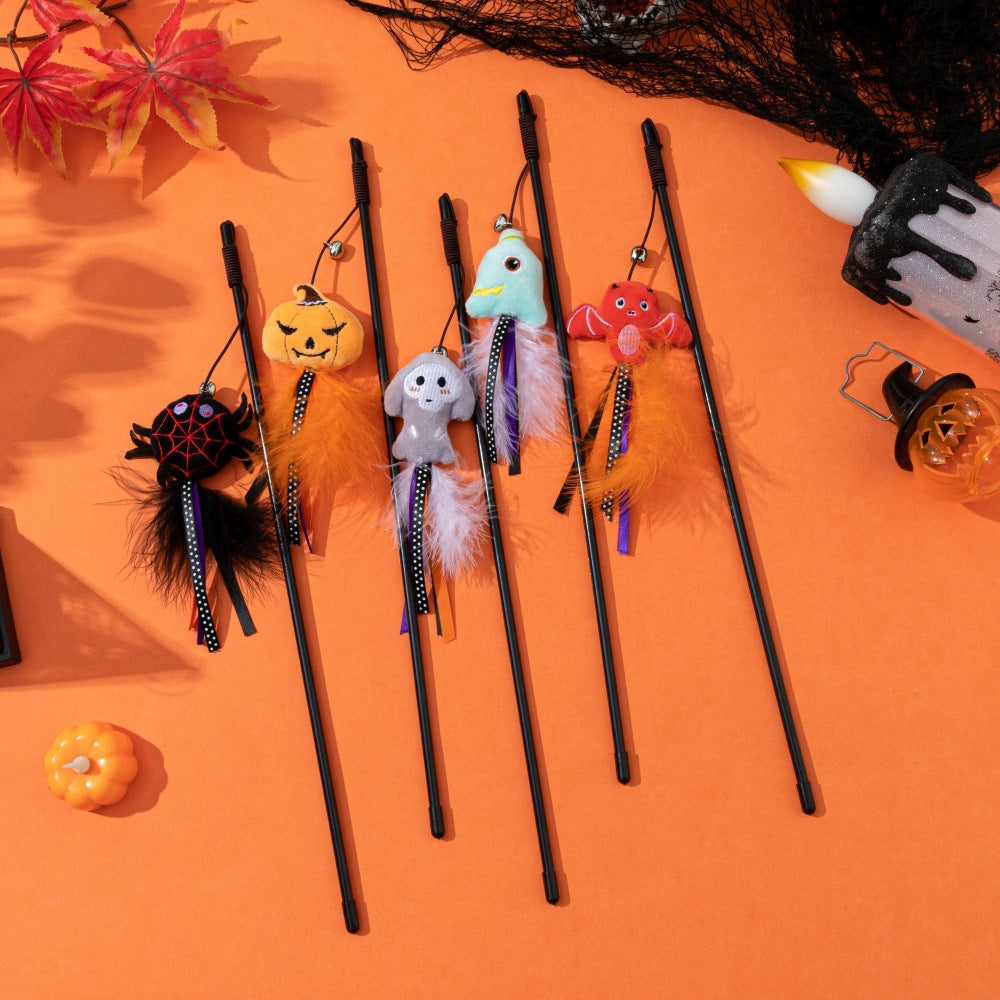 Moo - Bell & Feather Trim cat wand toy