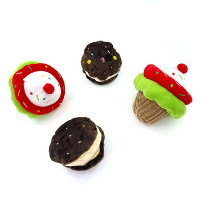 Petkin dessert-shaped pet sound toy in pink and white colors