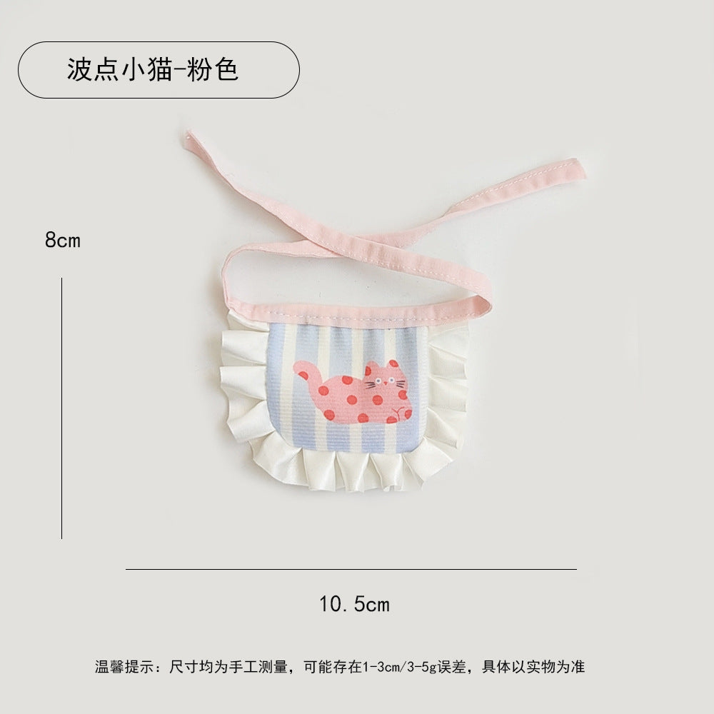 宠物围兜夏季口水巾猫狗薄款蕾丝围脖手工布艺项圈可爱拍照花边
