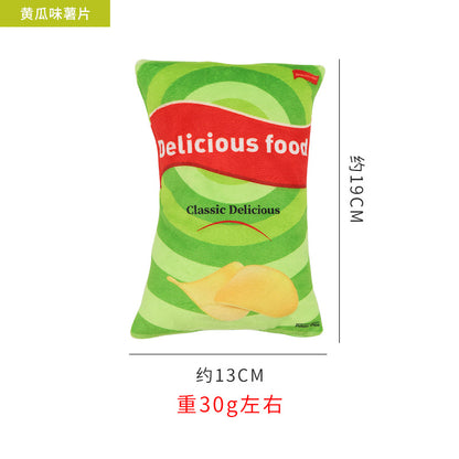 亚马逊爆款宠物用品创意仿真毛绒薯片零食袋发声狗狗玩具食物造型