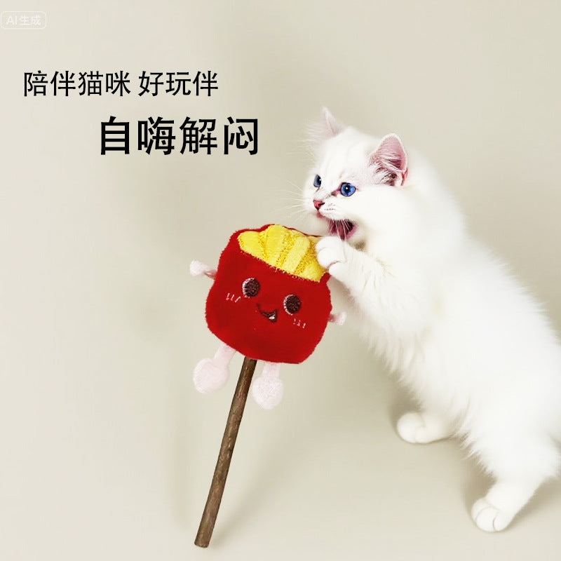 木天蓼猫玩具手工猫咪磨牙自嗨可爱卡通薯条汉堡土司鸡腿宠物用品