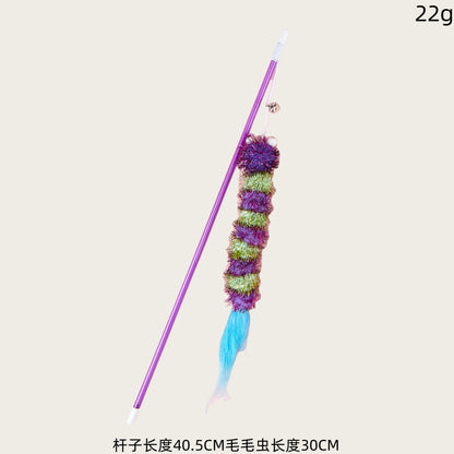 仿真毛绒毛毛虫猫玩具互动自嗨解闷逗猫神器宠物用品弹力绳逗猫棒