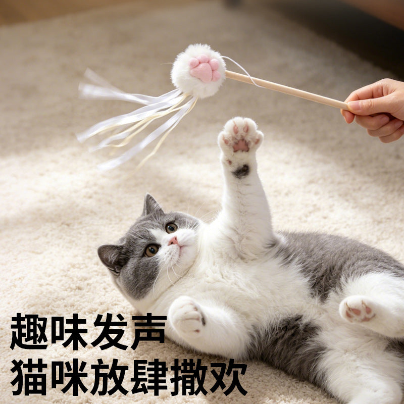 Moo - Raised Paw-Pad Lure Wand Cat Toy