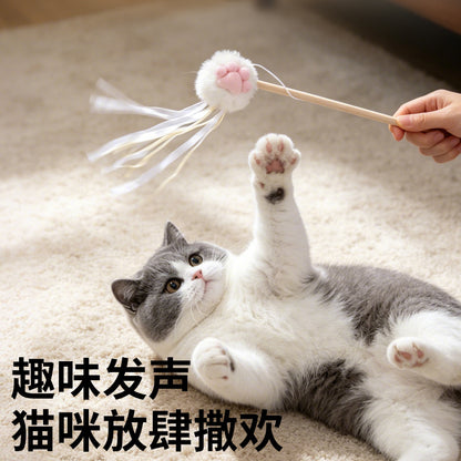 Moo - Raised Paw-Pad Lure Wand Cat Toy