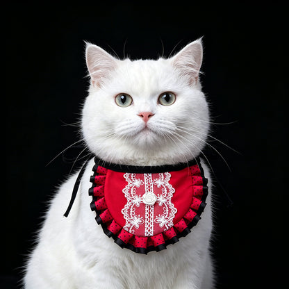 宠物围兜洛丽塔公主风猫咪围脖小狗狗口水巾可爱蕾丝波点花边圆兜