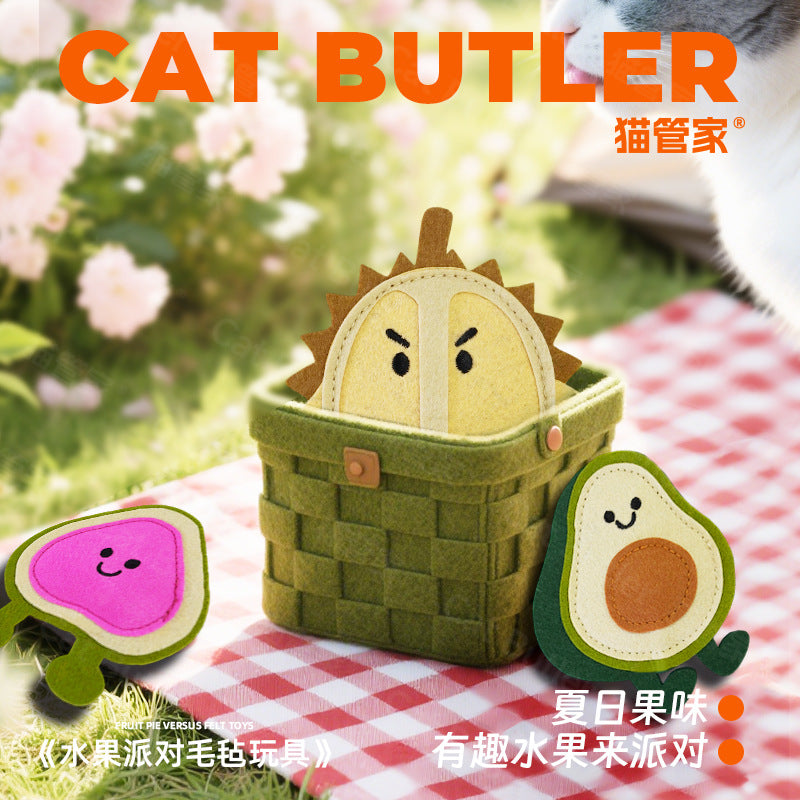 Moo - Stitched-Edge fruit-shaped character cat toy