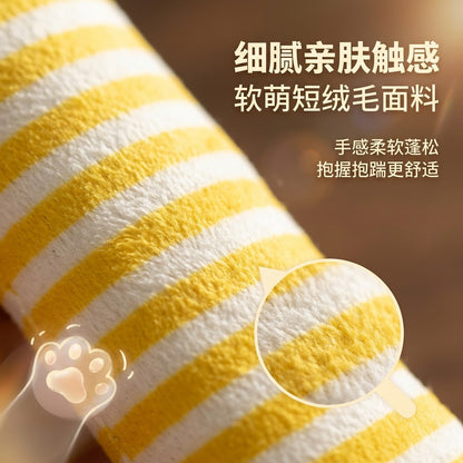 猫咪抱踹毛绒玩具黄白条纹流苏抱枕幼猫成猫解闷自嗨啃咬宠物玩具