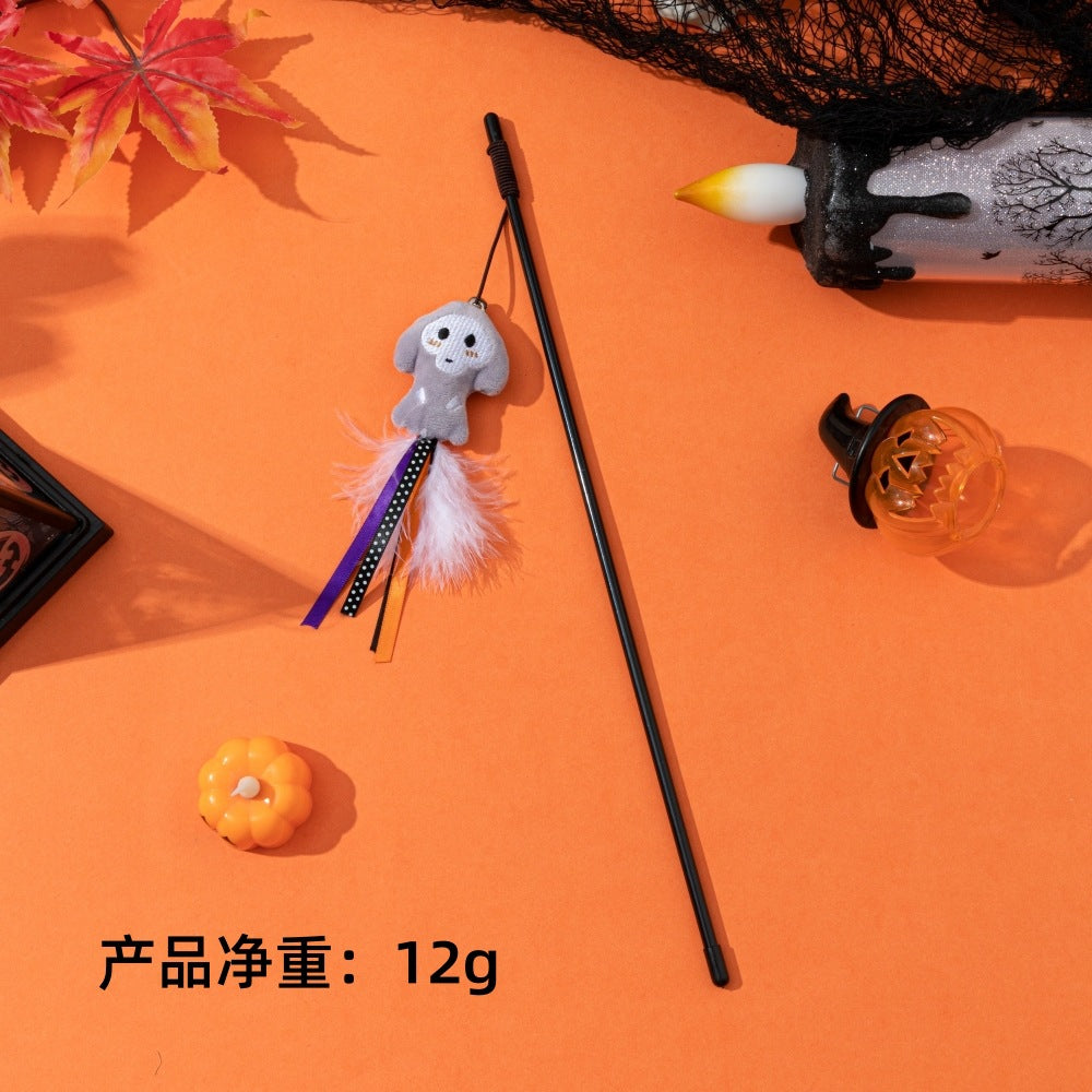 Moo - Bell & Feather Trim cat wand toy