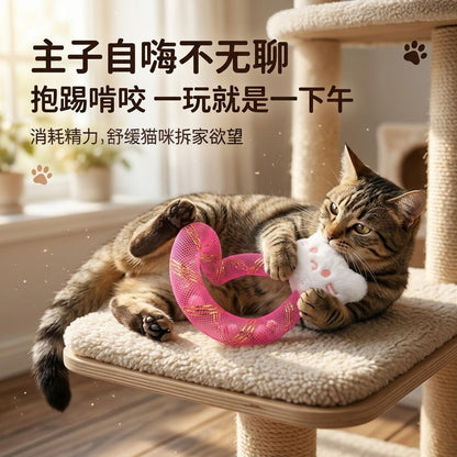 小白猫网管铃铛猫玩具小白猫毛绒逗猫棒耐咬解闷宠物自嗨宠物玩具