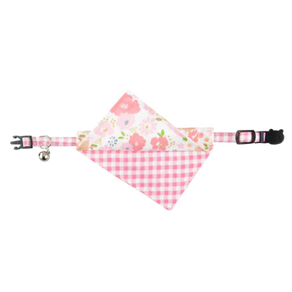 Mokka floral bow tie cat collar photographed on plain background