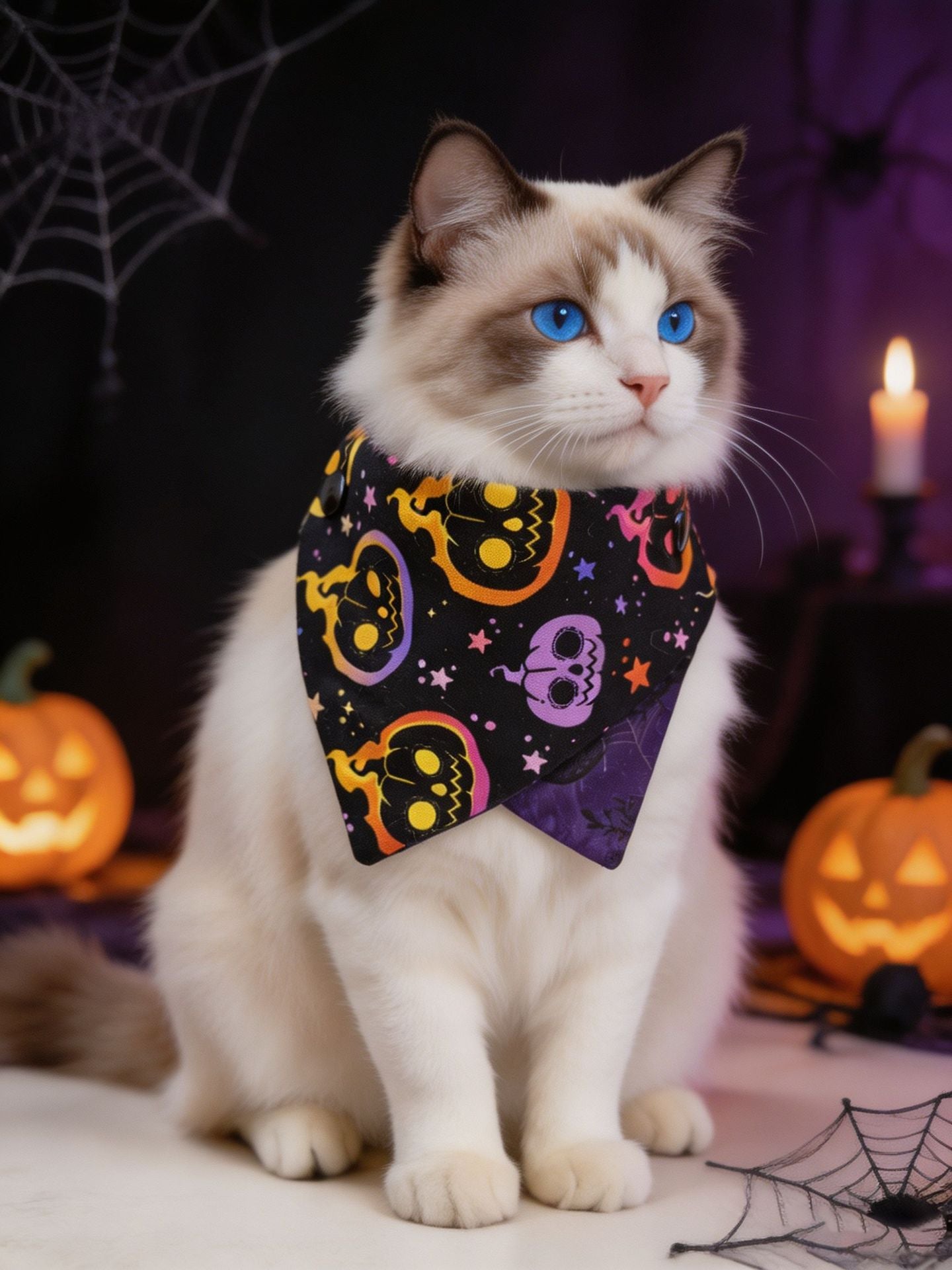 Product image for Mokka - Halloween Double-Layer Bandana Pet Neckwear (Skulls)