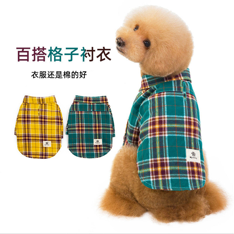 新款宠物休闲格子衬衫新款宠物衣服泰迪狗衣服法斗博美狗狗衬衣