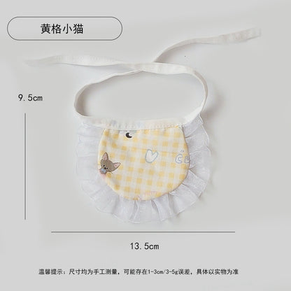 日系印花宠物口水巾跨境可爱猫咪狗狗蕾丝围兜小奶兜宠物饰品围巾