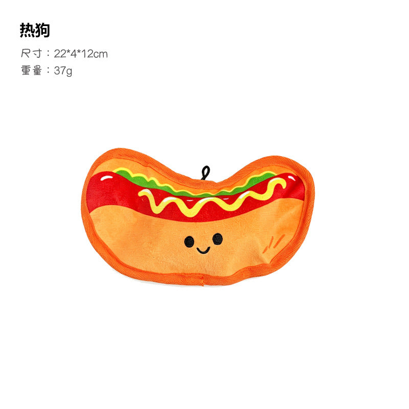 大气囊发声响纸防掏棉花耐咬小狗狗汉堡披萨玩具宠物猫咪薯条磨牙