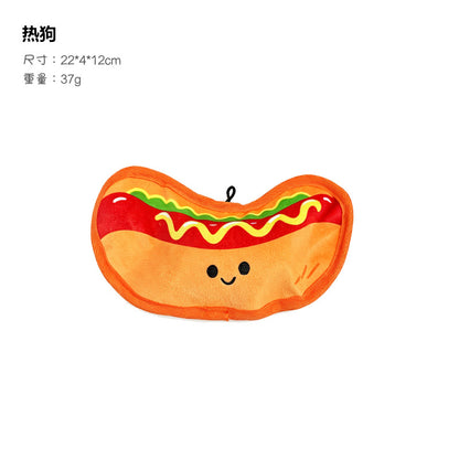 大气囊发声响纸防掏棉花耐咬小狗狗汉堡披萨玩具宠物猫咪薯条磨牙