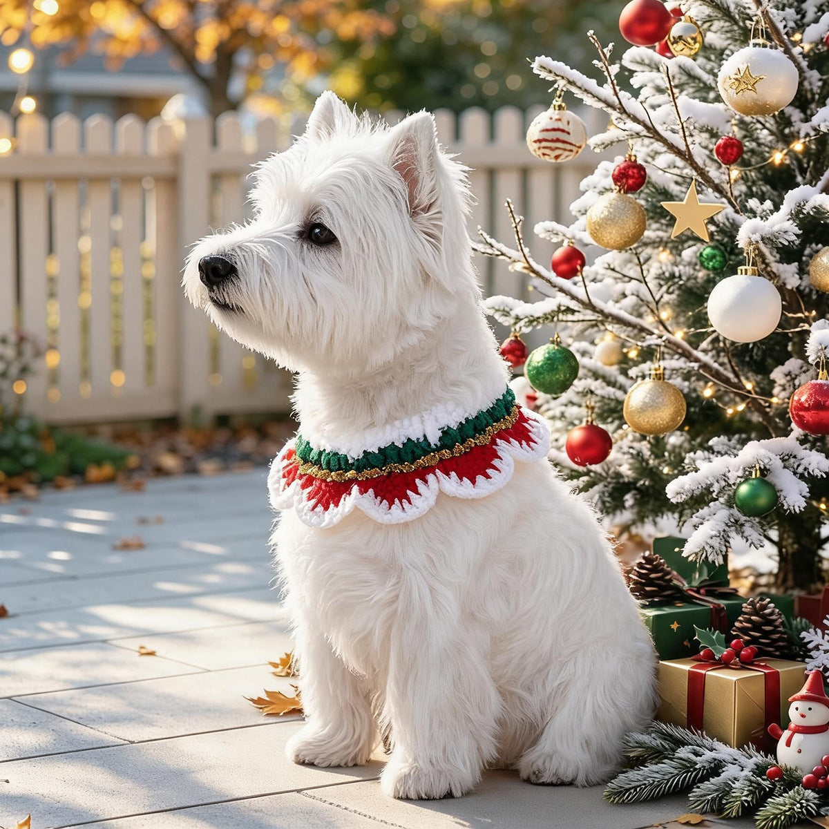 宠物狗猫小型犬幼犬外出萌宠配饰节日氛围派对圣诞毛线围脖