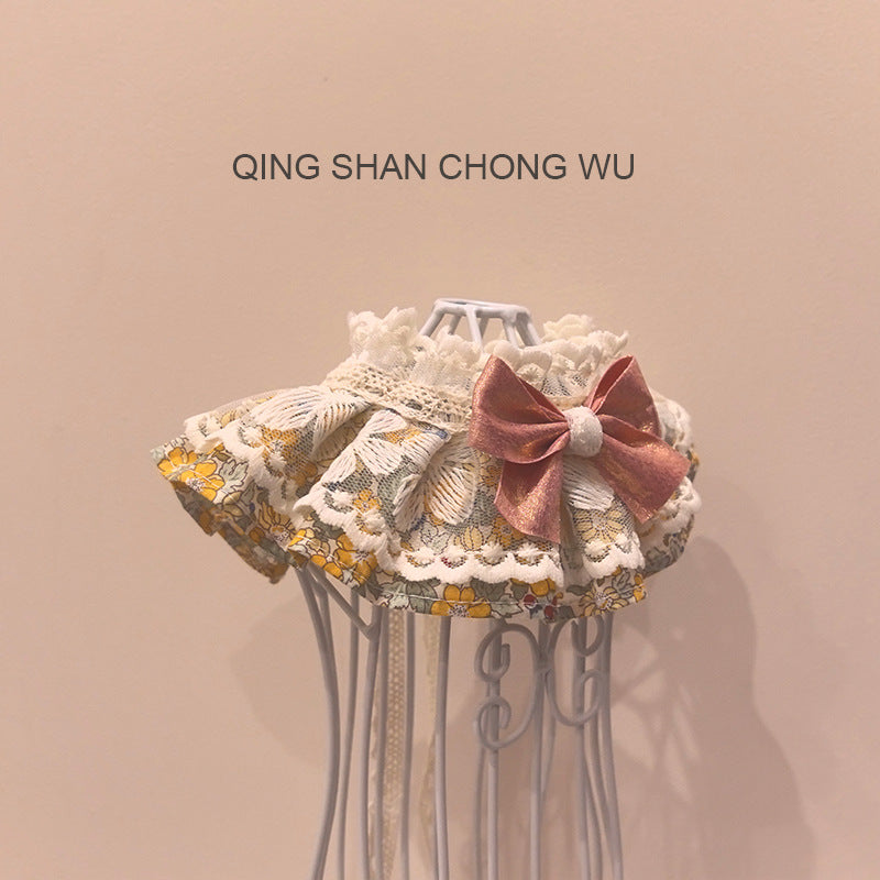 【青衫宠物】原创花边口水巾宠物猫咪狗狗布偶娃娃衣服碎花围脖