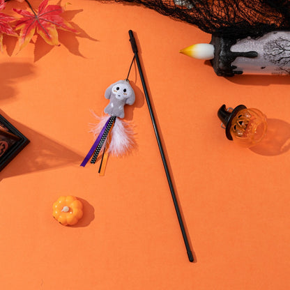 Moo - Bell & Feather Trim cat wand toy