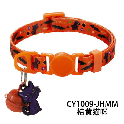 1.0万圣节项圈印花宠物项圈安全扣项圈猫项圈万圣节大量现货工厂
