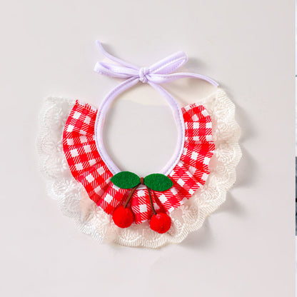 Mokka - Pom-Pom Cherry Ruffled Bib Pet Neckwear