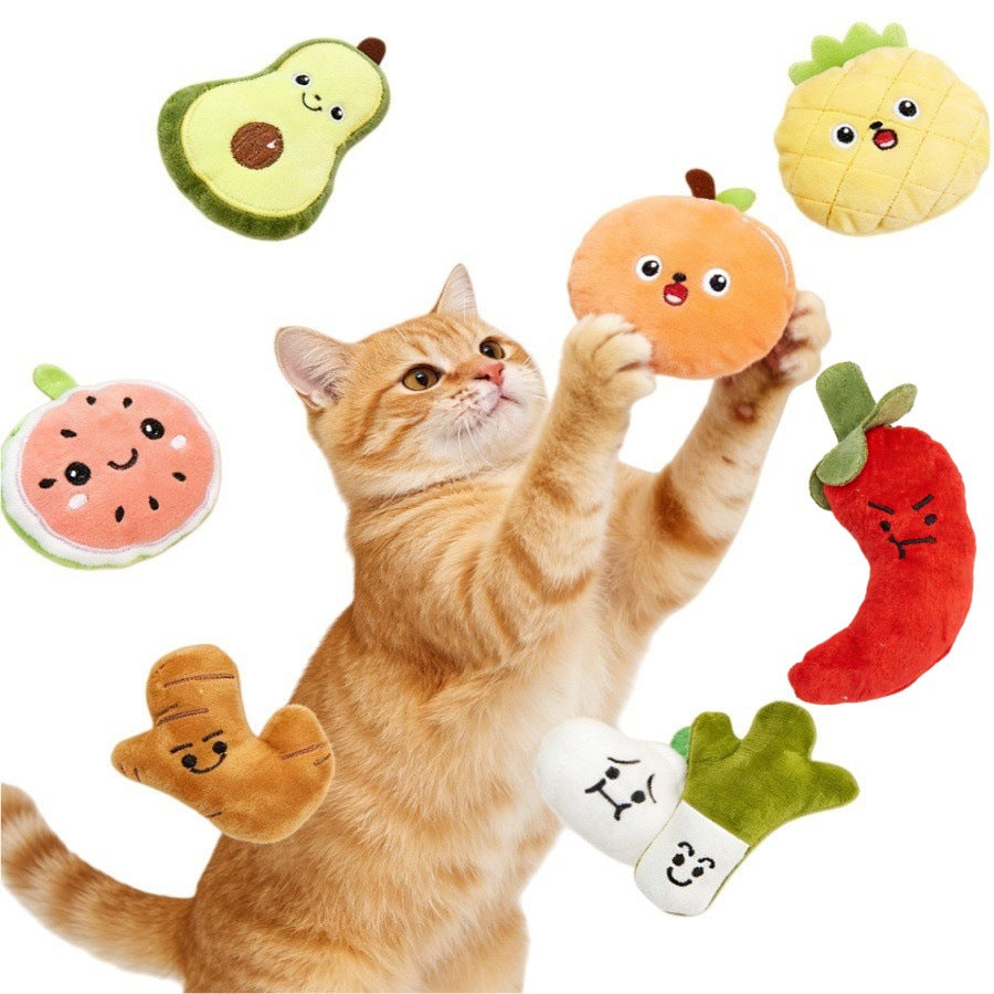 Moo - Stitched Cartoon Faces food-shaped cat toy