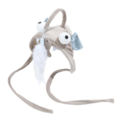 Moo Feathered Cat Hat shown from an angled perspective