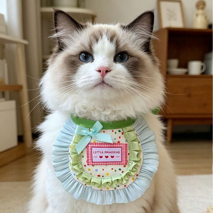 手作鎏光布偶猫泰迪狗蕾丝口水巾长毛猫吃饭防脏围脖高颜值小围嘴