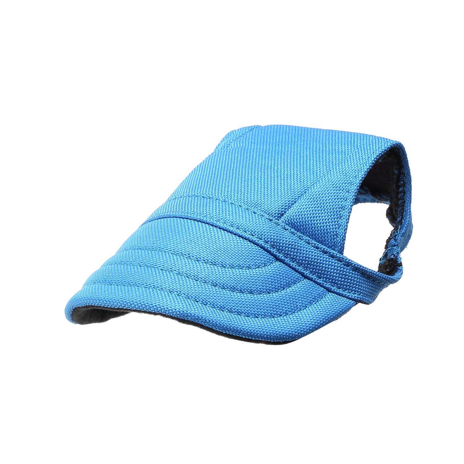 Close-up of Ozzie visor cap on small dog showing adjustable strap