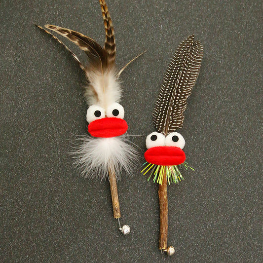 Moo - 2 pcs Feather Cat Chew Toy Set