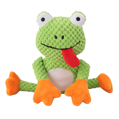 Petkin - Plush Frog Dog Toy with Squeaker