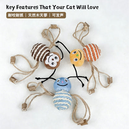 Moo - Smiling Rope-Wrapped Insect-Shaped Cat Toy