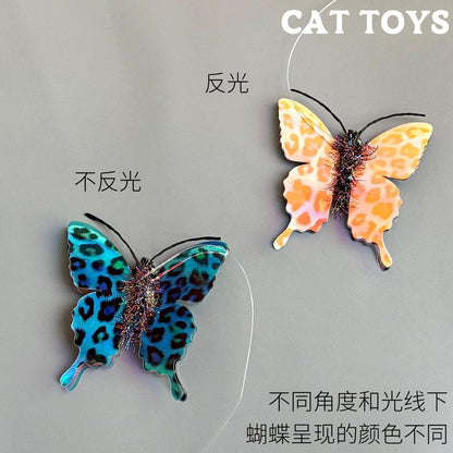 猫玩具反光斑蝶逗猫棒替换头炫彩亮片蝴蝶仿真昆虫解闷逗猫神器